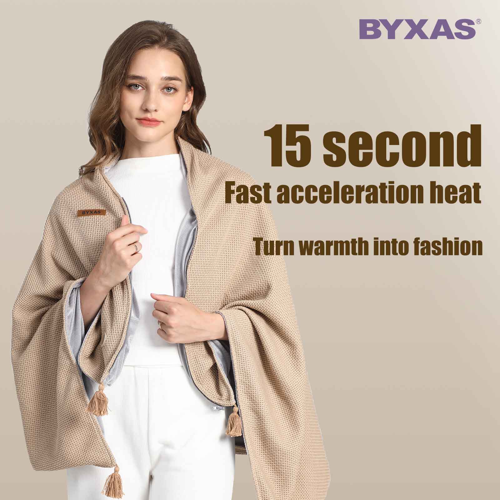 BYXAS USB Powered Wearable Heating Blanket Single Warming Shawl 3 Grades Temperature Control