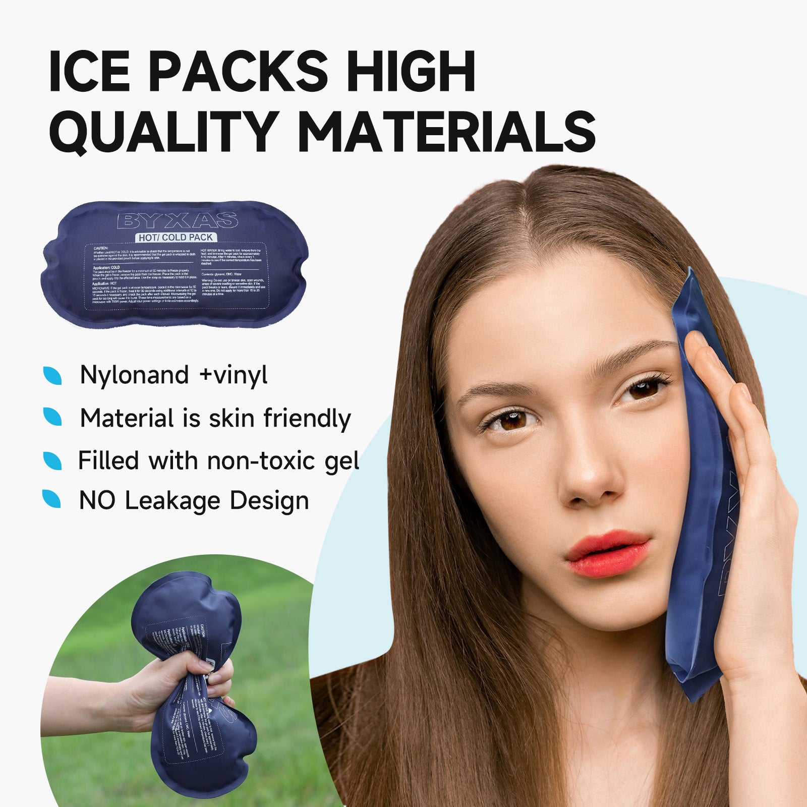 BYXAS 2 Reusable Hot and Cold Ice Packs for Injuries, Joint Pain, Muscle Soreness and Body Inflammation